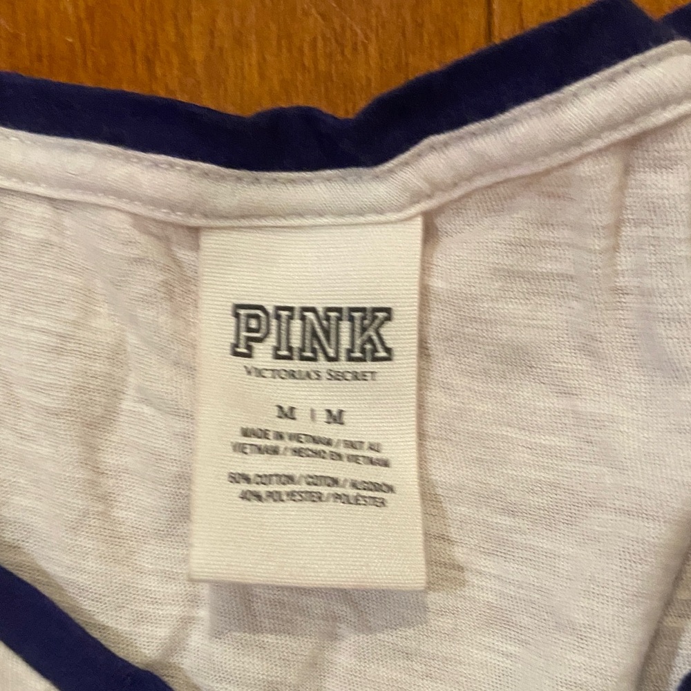PINK Victoria's Secret Navy and Gray Short Sleeve Tee - Picture 2 of 5